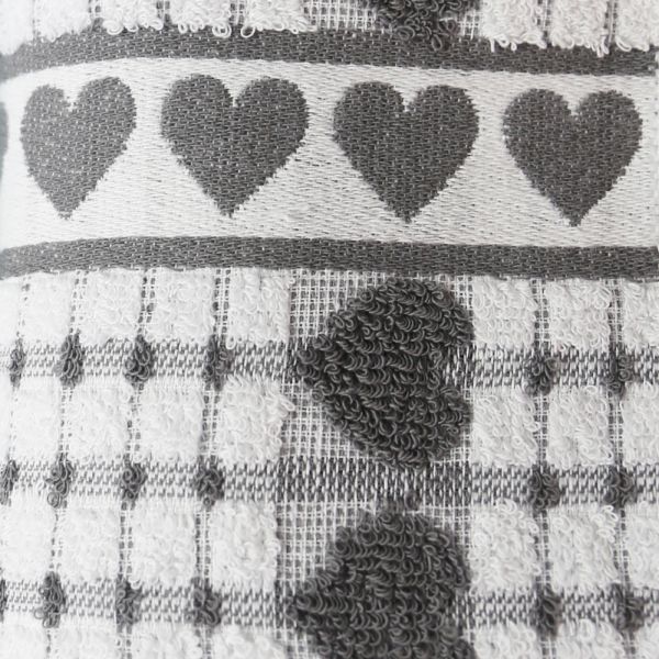 Kitchen Tea Towel Big Hearts - Dark Grey